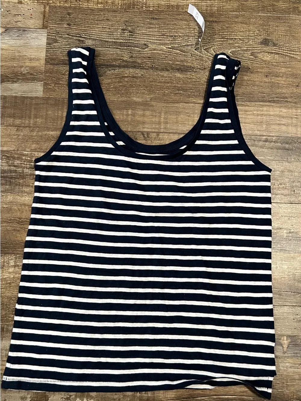 J.Crew Perfect Rib Scoopneck Navy and White Striped Tank Top